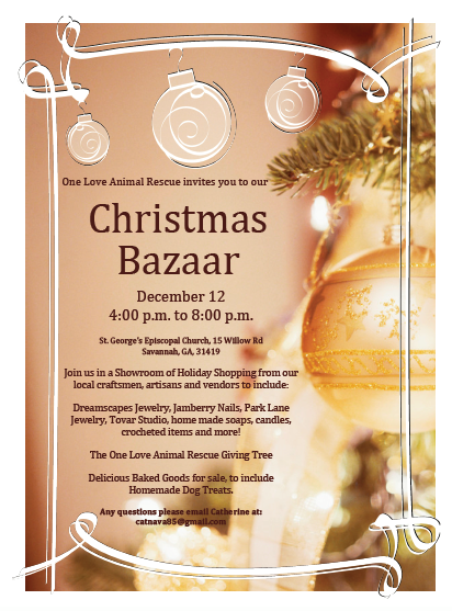 Christmas Bazaar – December 12th – 4-8pm