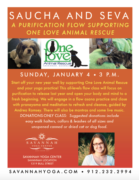 Savannah Yoga Center and One Love Animal Rescue – January 4th